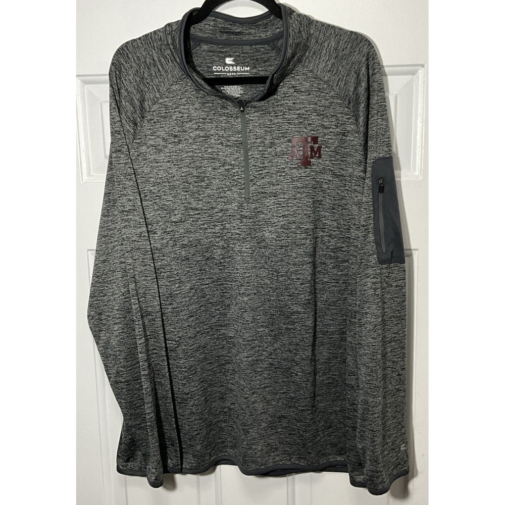 SEC Football Texas A & M Gray 1/4 Zip Pullover Arm Zip Pocket Men's XL